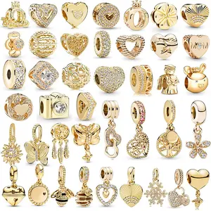 Moda carino albero d'amore dorato ciondoli con perline di cristallo per bracciali che fanno ciondolo a campana accessori per collana braccialetto fai da te