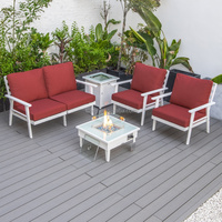 Ensemble de canapés modernes de luxe en aluminium avec table de foyer pour l'extérieur, patio, jardin, hôtels, villas, restaurants, parcs