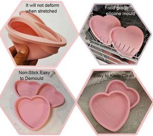 Heart Shaped Silicone Cheesecake Baking Pan, DIY Heart Silicone Baking Mold, Non-stick Cake Base Kitchen <b>Bakeware</b> Tool - Product Image 5