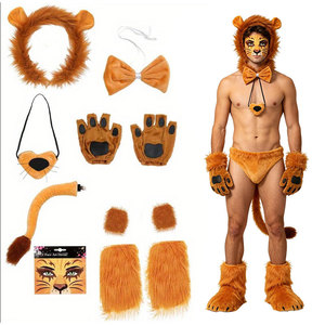 Accessoires <span class=keywords><strong>Cheveux</strong></span> Lion pour Enfants : Ensemble <span class=keywords><strong>Bandeau</strong></span>, Jupe Tutu, Oreilles, Queue, Nœud, Gants et Griffes pour Fête d'Halloween - Product Image 2