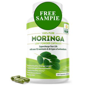 Compléments alimentaires biologiques pour adultes, marque privée OEM, 60 capsules de poudre de <span class=keywords><strong>Moringa</strong></span>, immunité, énergie, métabolisme - Product Image 1