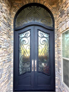Prima Gothic Arch Puertas <span class=keywords><strong>de</strong></span> hierro forjado Insertos <span class=keywords><strong>de</strong></span> vidrieras Diseño <span class=keywords><strong>de</strong></span> lanza vertical Puerta <span class=keywords><strong>de</strong></span> hierro fundido - Product Image 3