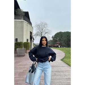 Sweat-shirt et sweat à capuche bleu marine pour femme avec broderie E - Product Image 2