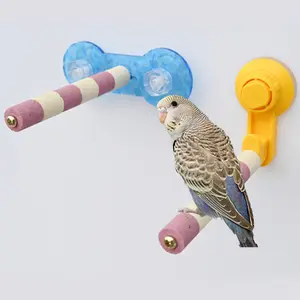 2023 New Hot Selling Parrot Bird Air Station Stand Stick Portable Car Shower Stand Acrylic Sucker Toy