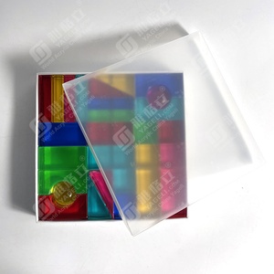 Nouveauté : Plateau de jeu en acrylique transparent personnalisé, blocs carrés colorés en acrylique - Product Image 4