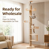Tour pour chat en bois massif, style capsule spatiale, moderne, écologique, à hauteur réglable sur 6 niveaux, du sol au plafond, pour chats d'intérieur, vente en gros