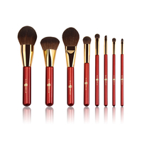 Ensemble de pinceaux de maquillage de qualité professionnelle, virole en cuivre doré et manche en bois, boîte d'emballage cosmétique de beauté