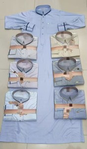 CCY Qamis Homme Arabe <span class=keywords><strong>Moderne</strong></span>, Vêtement Islamique Style Saoudien, Jubba Kandura Musulman avec Col Contrastant, Dishdasha <span class=keywords><strong>Kaftan</strong></span> avec Poches - Product Image 2