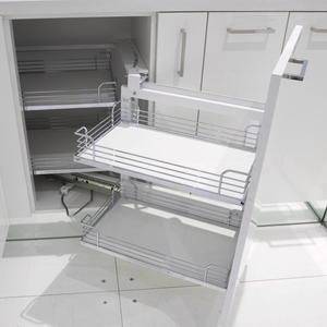 Stainless Steel Silver Kitchen Organizer Cabinet Under Shelf Storage Metal Large Magic <b>Corner</b> <b>Basket</b> Kitchen <b>Basket</b> Storage - Product Image 4