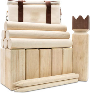 Jeu de Kubb avec sac en toile, jeu de lancer et <span class=keywords><strong>d</strong></span>'<span class=keywords><strong>échecs</strong></span> géant Viking pour enfants, adultes et famille sur pelouse - Product Image 1