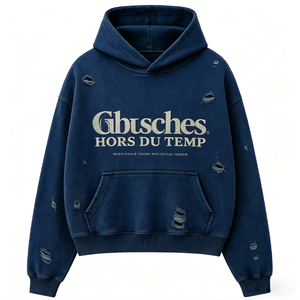 Sudadera con Capucha para Hombre, Estilo <span class=keywords><strong>Vintage</strong></span>, Lavado Azul Desgastado, con Logotipo Impreso, 450gsm, Sudadera con Capucha y Bolsillo Canguro, Estilo Urbano, Felpa de Algodón - Product Image 2