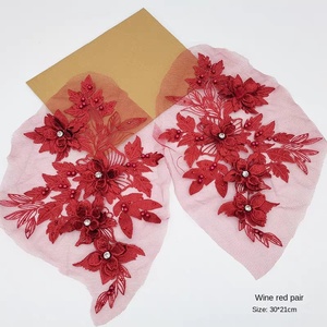 Adesivi tridimensionali in tessuto floreale Appliques Cheongsam abito per Performance di scena accessori per abbigliamento in rete perline pizzo - Product Image 3