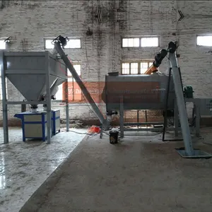 Peralatan campuran mortar bubuk penggabung blok tanaman mortar kering mesin pembuat dempul dinding jalur produksi mortar kering
