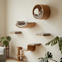 Arbre à chat moderne en bois massif, tour pour chats d'intérieur, structure d'escalade personnalisable pour chats, meuble