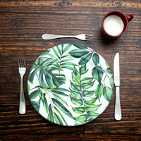 Assiette de présentation en plastique, directement de l'usine, décorative pour fruits, imprimée UV, ronde, style européen, pour repas et mariages