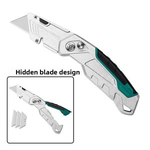 Couteau utilitaire pliant en alliage d'aluminium, robuste, multifonction, pour papier peint et électricien, avec rangement de lames, 175 mm - Product Image 1