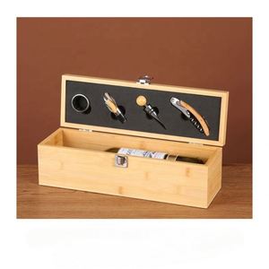 Ensemble cadeau d'accessoires à vin en acier inoxydable personnalisé - Outils à vin en bambou pour les amateurs de vin - Product Image 2