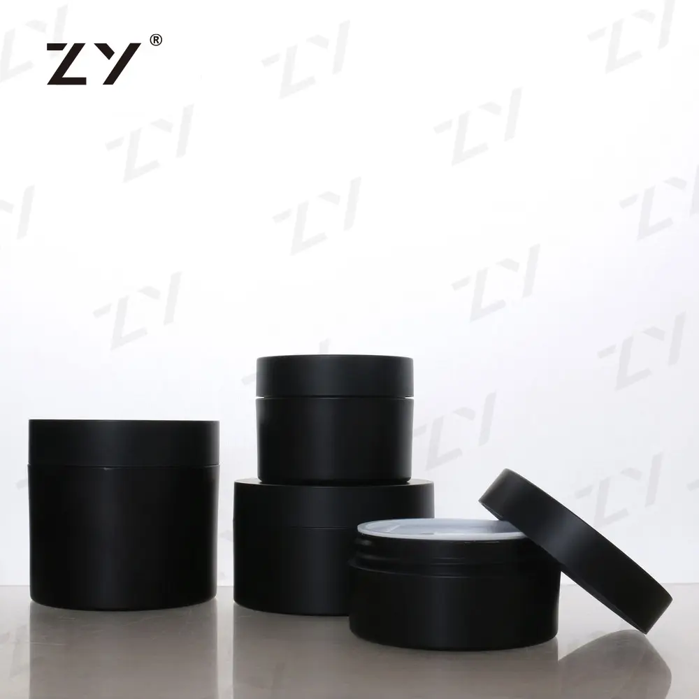 custom 10g 20g 30g 50g 100g pp empty Frosted Black Body Scrub Butter face cream Containers cosmetic Plastic Jars With Lid