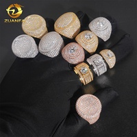 Bague Hip Hop en Moissanite Entièrement Sertie pour Hommes, Prête à Expédier, en Argent Sterling 925, Bague Diamant pour Hommes, Testée par un Testeur
