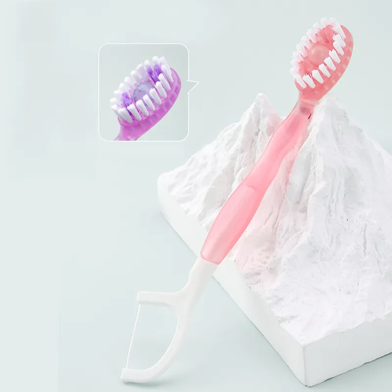 Nouvelle brosse à dents en pâte 5 en 1 Brosse à dents à perles éclatantes jetable et portable avec une brosse