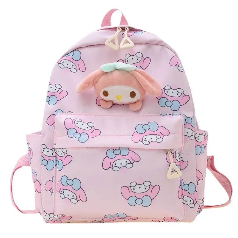 Alibaba tas anak-anak tas desainer Kuromi untuk anak-anak gambar kartun tas sekolah Set Sanrio merah muda Cina tas ransel perempuan 5 buah CN;ZHE