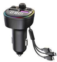 Transmisor FM Bluetooth para Auto, Cargador de Auto, Accesorios para Auto CS2, Adaptador de Radio FM Inalámbrico BT para Auto, Reproductor de Música, Transmisor FM