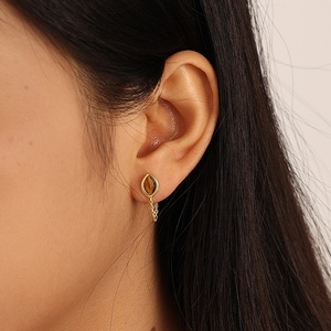 Nagosa 925纯银18k金朱红色珠宝嵌框镶嵌侯爵夫人<span class=keywords><strong>Tgier</strong></span>石前背链耳钉女性耳环 - Product Image 2