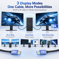 Câble DP 1.4 8K 32,4 Gbps 4K 144Hz Ultra HD avec boîtier bleu, Plug and Play pour moniteur de jeu, PC, ordinateur portable, TV, ordinateur de bureau