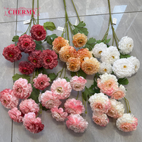 Dekorasi Pernikahan DC099 Laris Manis 6 Tangkai Bunga Peony Oranye Bunga Artificial Bunga Sutra Grosir
