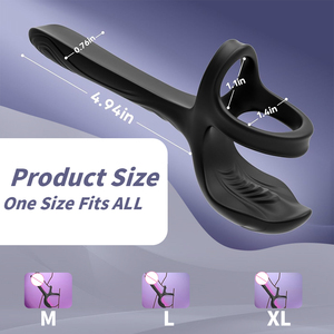 Anello per Pene 3-in-1 con 10 Modalità, 100% Impermeabile, Vibratore Dildo Nero, Plug Anale, Stimolatore Testicolare, Giocattoli Sessuali per Coppie - Product Image 4