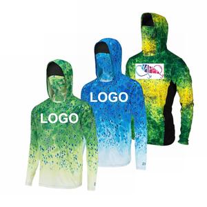 OEM изготовленный на заказ 14 цветов толстовки для рыбалки UPF 50 + быстросохнущая рубашка сублимационная рыболовная толстовка с защитой лица рыболовная одежда - Product Image 1