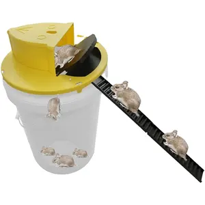 Reusable Mouse Trap Plastic Bucket Lid Rat Traps Humane Or Lethal Mousetrap  for Mice Multi Catch Auto Reset Flip Slide Trap Mice