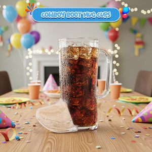 Tasses à shot en forme de bottes de cowboy 17oz avec poignée en plastique sans BPA réutilisables, logo personnalisé, thème western, pour mariage, enterrement de vie de jeune fille, fête d'anniversaire - Product Image 6