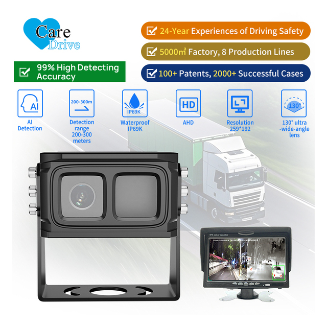 AlwayCare AHD Thermal Camera AI Detection Vehicle Pedestrian Detection Dual Spectrum for Cars Trucks Waterproof Side View Camera