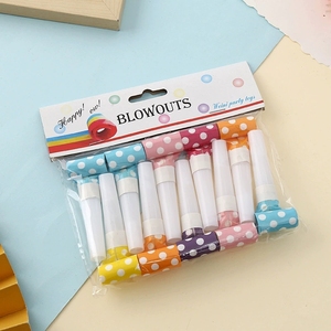 Sifflets de fête en papier à pois, couleurs assorties, pour enfants, célébrations d'anniversaire, accessoires de fête - Product Image 4