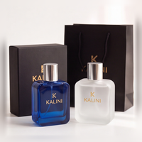 Flacon de parfum vide en verre carré de luxe de 50 ml, personnalisable en gros, rechargeable, avec boîte, pour cadeaux de mariage