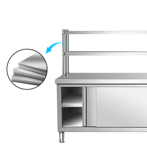 <span class=keywords><strong>Victory</strong></span> Table à portes coulissantes en acier inoxydable à 2 niveaux avec banc Prix d'usine Fournitures pour hôtels et restaurants - Product Image 4