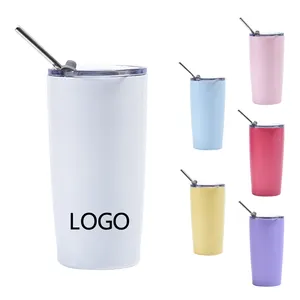 MugTumbler de viaje con aislamiento al vacío de doble pared con tapa y pajita, taza de café aislada con recubrimiento de polvo duradero para bebidas frías y calientes