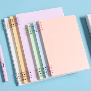 Factory Direct Sales Morandi Colortransparent Pp Pvc Waterproof Cover Spiral Notebook A5 B5 Perforated Sprial Coil Notebook