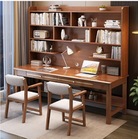 Silla y mesa de ordenador, mesa minimalista moderna, escritorio de ordenador de estudio de madera, escritorio de doble Persona, estantería, escritorio de ordenador