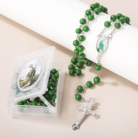 12 pièces Saint Jude Thaddeus cartes de prière avec chapelet vert ensemble cadeau religieux catholique idéal pour la dévotion baptême première communion