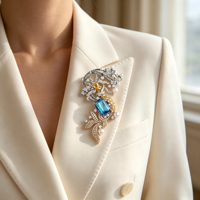 Broche 2026 recommandée, motif sirène, en alliage de cuivre avec placage métallique mixte et embellissement en zircon, thème fantaisie, cadeau pour événements