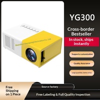 Mini-projecteur YG300 jaune et blanc, portable, 1080P HD, home cinéma 3D intégré, adapté aux enfants, vente en gros disponible