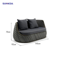 Combinación de cojín, tumbona de ratán seccional para exteriores de alta calidad, sofá cama, tumbona, muebles de exterior, cama de ratán