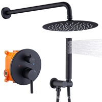 Robinet de douche encastré de style américain avec double sortie, cartouche céramique, corps en alliage électroplaqué, ensemble de robinetterie de douche, Chine
