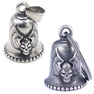 <span class=keywords><strong>Campana</strong></span> de la Suerte para Motociclistas, Estilo Vintage Mixto, de Acero Inoxidable, con Diseño de Calavera y Rosa Masónica - Product Image 2