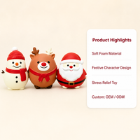 Ensemble de jouets squishy de Noël : Bonhomme de neige, renne, Père Noël – Mousse souple à rebond lent – Trio festif décoratif pour bureau