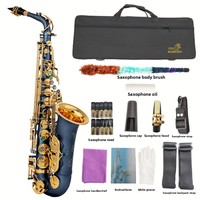Brass Alto Saxophone Eb 20-Key Nickel-plated Frosted Blue Gold Bright Mouth High-grade Instrument Master Factory