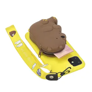热销3D米奇哆啦a梦卡通女孩硅胶动物挂绳手机套三星华为小米iPhone 14