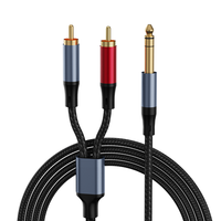 Câble tressé en nylon RCA vers 6.5mm Adaptateur jack mâle Aux vers RCA pour téléphones portables Tablettes MP3 Haut-parleurs